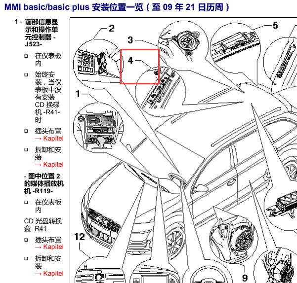 2009年奥迪Q7天线放大器位置