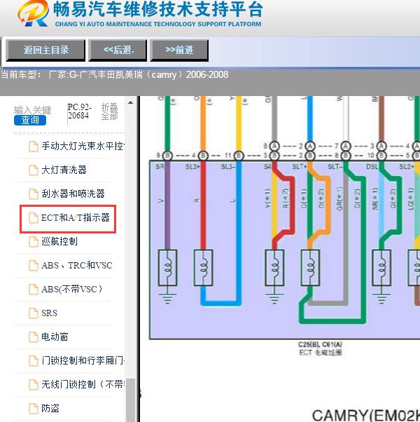 2008年丰田凯美瑞变速箱电磁阀电路图