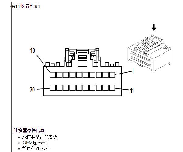 2017年雪佛兰迈锐宝娱乐音响主机针脚资料