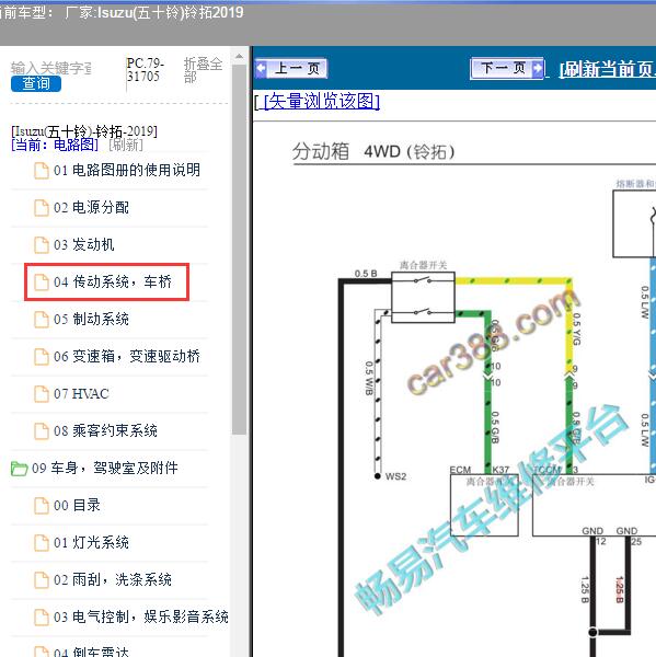 2019年Isuzu(五十铃)-铃拓 四驱电路图