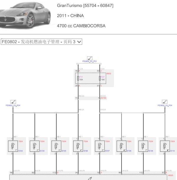 2009-2017年玛莎拉蒂GranTurismo 4.7发动机电路图