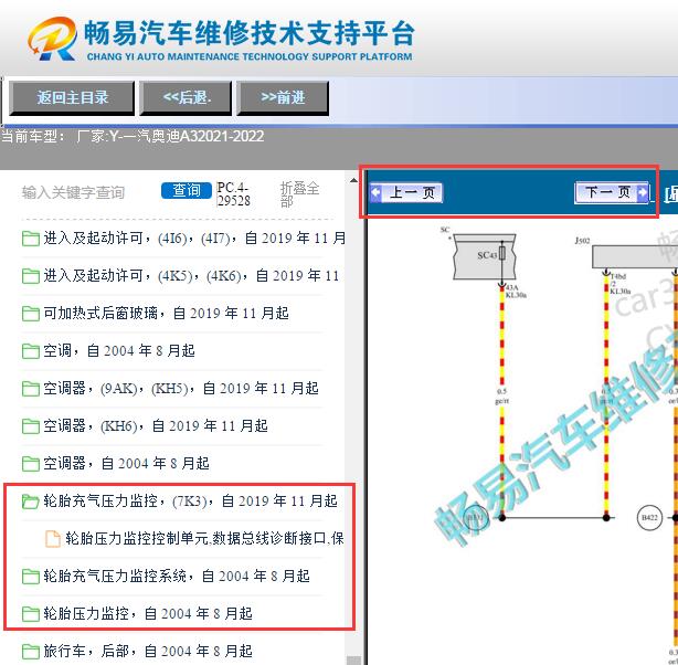 2021-2022年奥迪A3胎压模块电路图