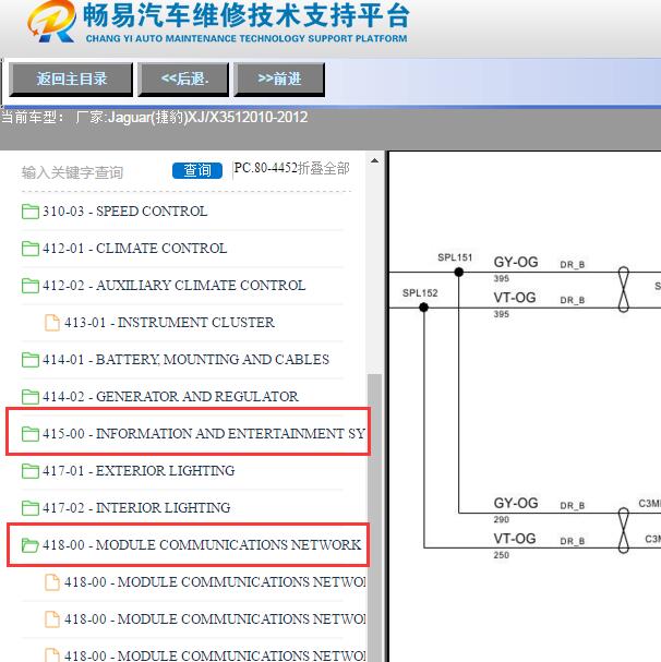 2012年捷豹XJ娱乐主机和通讯电路图