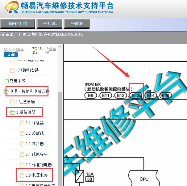 2015-2016年郑州日产风度MX6 E13电路图