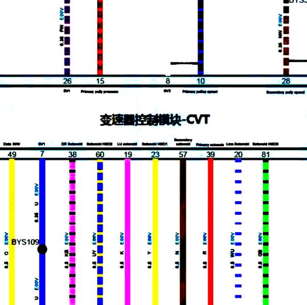 2019年名爵ZS变速箱81针电路图
