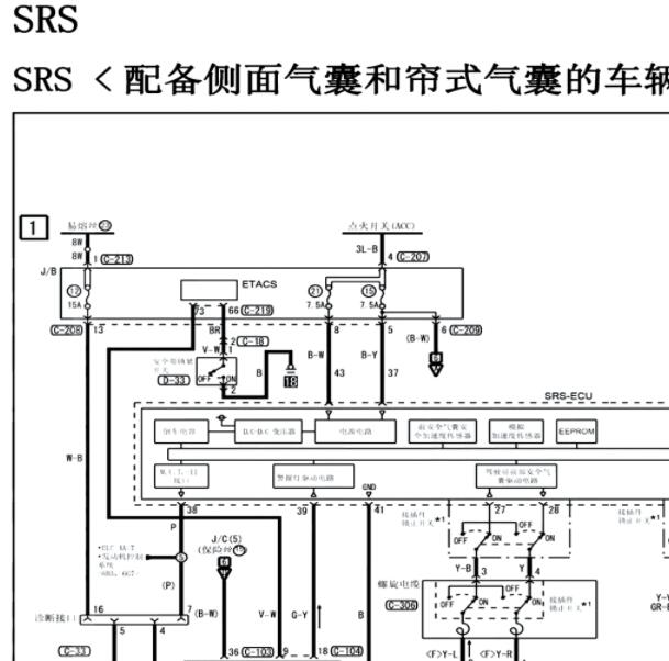 2019年三菱帕杰罗气囊电脑电路图和针脚图