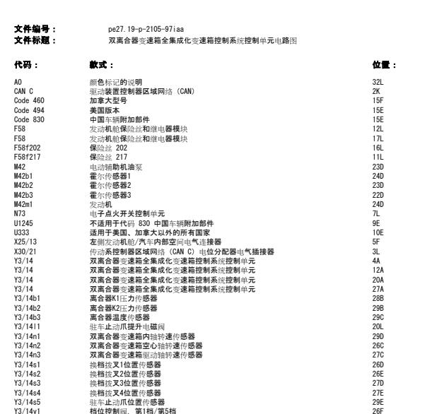 2016年奔驰CLA 200变速箱电路图