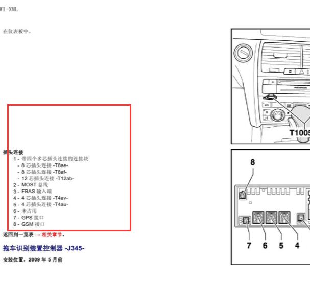 2012-2013年奥迪Q7 J794插头分布