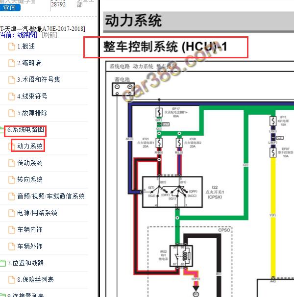 2017-2018年骏派A70E 整车控制器电路图