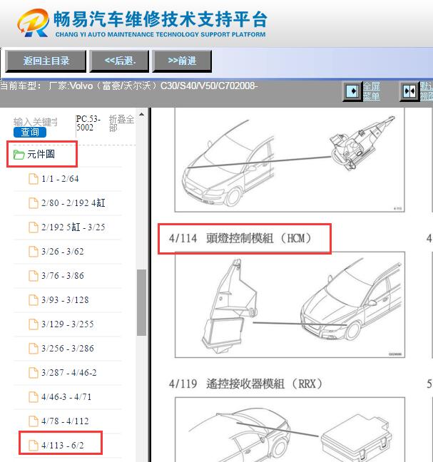 2008年沃尔沃S40 HCM大灯控制模块位置