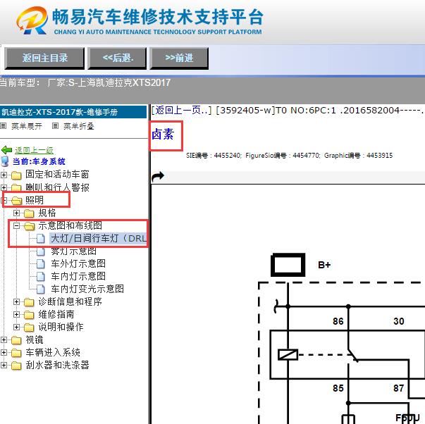 2017年凯迪拉克XTS卤素大灯电路图