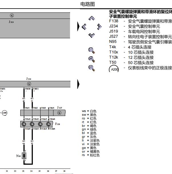 2010年大众速腾气囊电路图