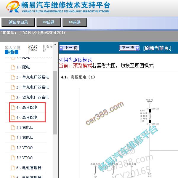 2014-2017年比亚迪E6高压配电盒电路图