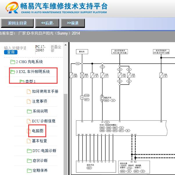 2014年日产阳光小灯电路图