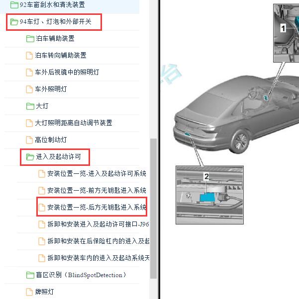 2019-2021年大众速腾后备箱天线位置图