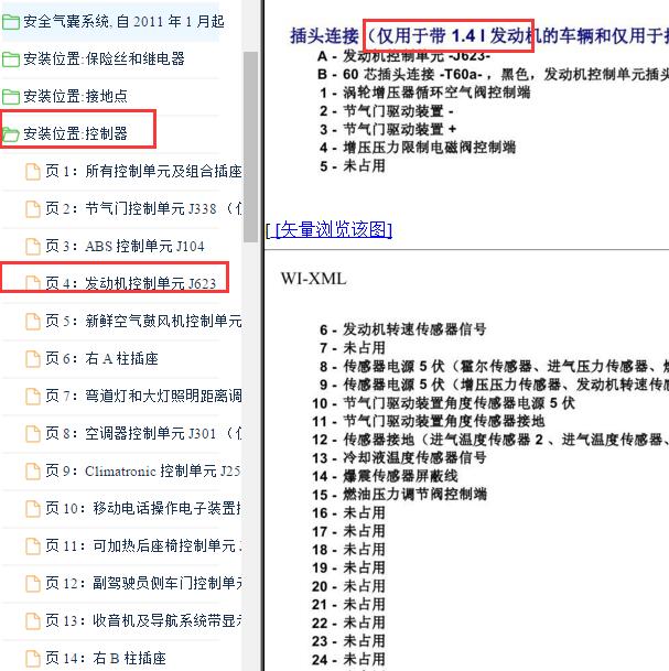 2012-2014年大众帕萨特 CFB发动机针脚定义.