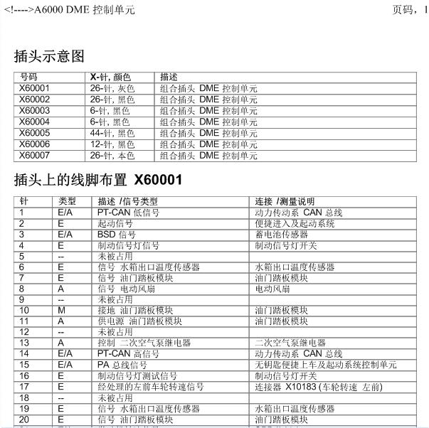 2009年宝马X5发动机针脚定义