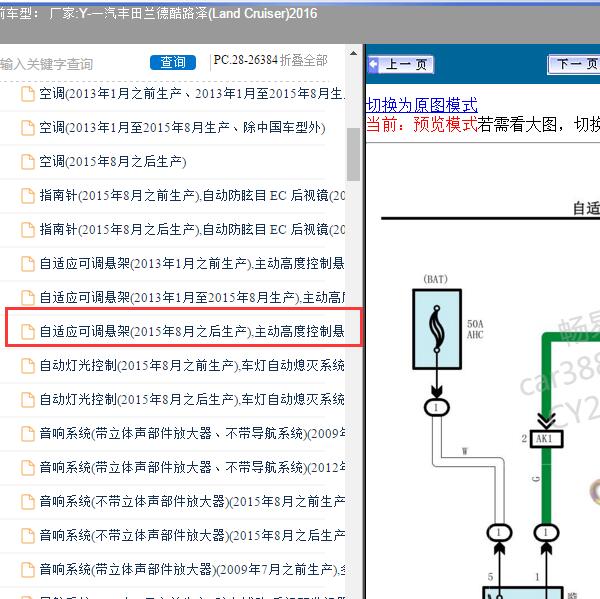 2016年一汽丰田-兰德酷路泽悬挂系统电路图