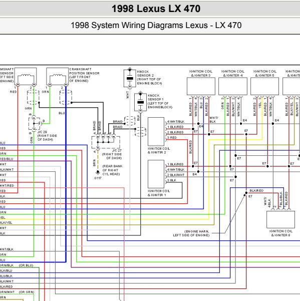 1998年雷克萨斯LX470 4.7发动机和防盗电路图