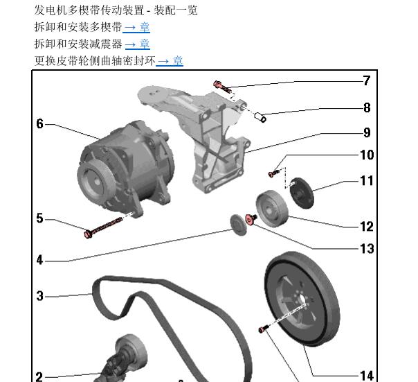 2008年大众途锐发电机皮带拆装