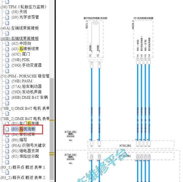 2019年保时捷718后尾翼电路图