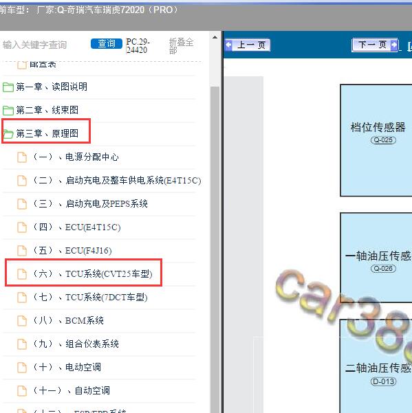 2020年奇瑞汽车-瑞虎7 变速箱电路图