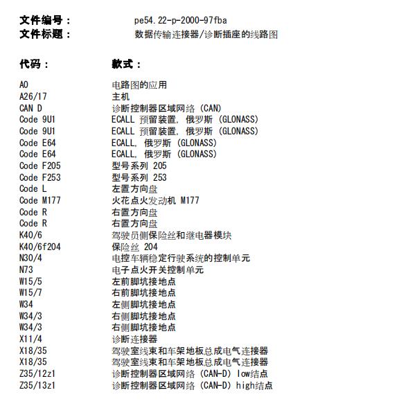 2017年奔驰GLC260 OBD电路图