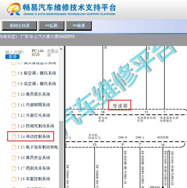 2019年大通G50变速箱电路图