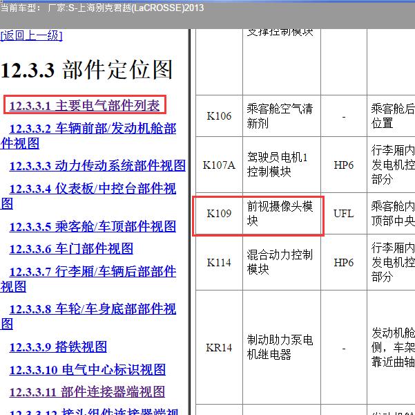 2013年上海别克-君越 前视摄像头位置