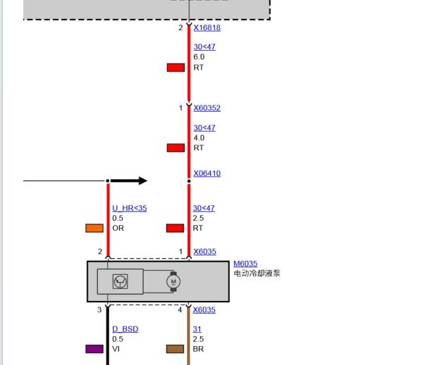 2007年宝马X5发动机冷却水泵电路图
