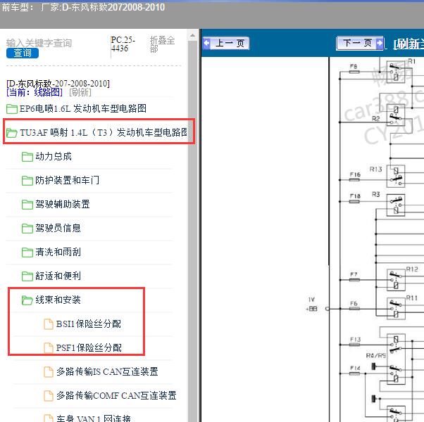 2009年标致207 保险电路图