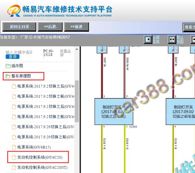2017年哈弗H6刹车灯开关电路图