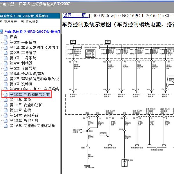 2007年上海凯迪拉克-SRX 车身电路图