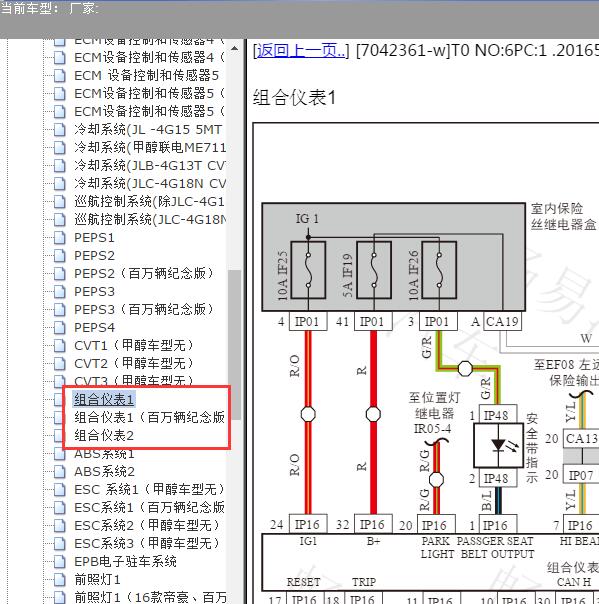 2016年吉利帝豪仪表电路图