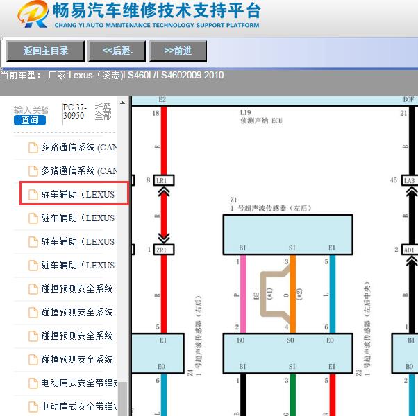 2009年雷克萨斯LS460雷达电路图
