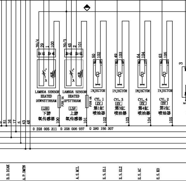 2011年一汽佳宝T50发动机喷油系统电路图