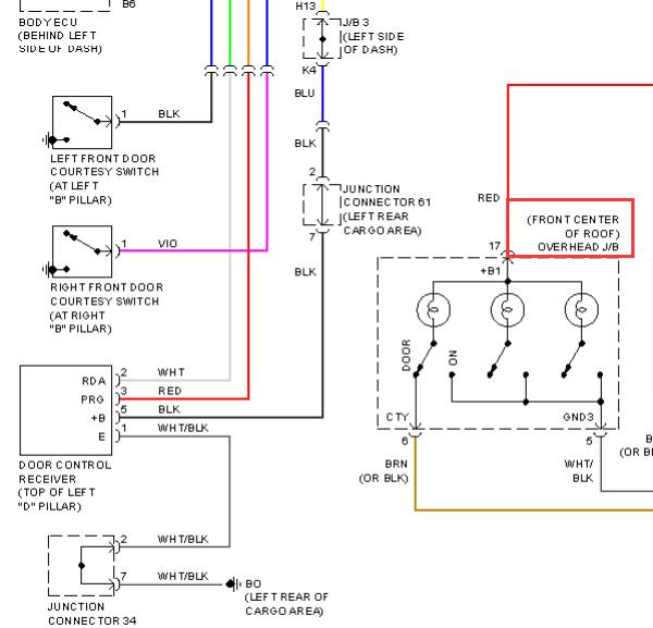2007年雷克萨斯RX400顶灯电路图