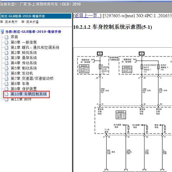 2010年上海别克-商务车（GL8）钥匙点火开关电路图