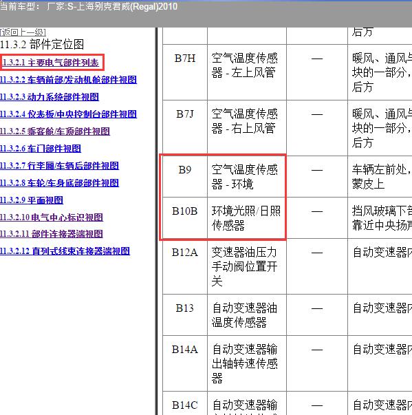 2010年上海别克-君威 环境光照传感器位置