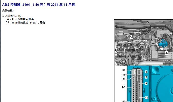 2016年奥迪Q3 ABS针脚图和电路图