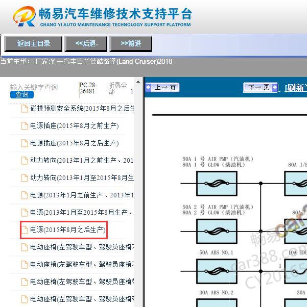 2018年丰田酷路泽保险丝电路图