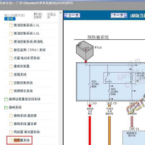 2015年Chrysler(克莱斯勒)-酷威(JCUV) 预热塞电路图