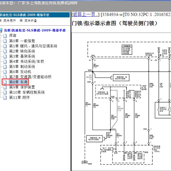 2009年上海凯迪拉克-SLS(赛威) 门锁电路图