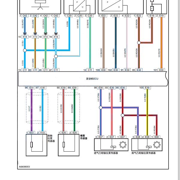 2018-2019年长安CS55 发动机爆震传感器电路图.
