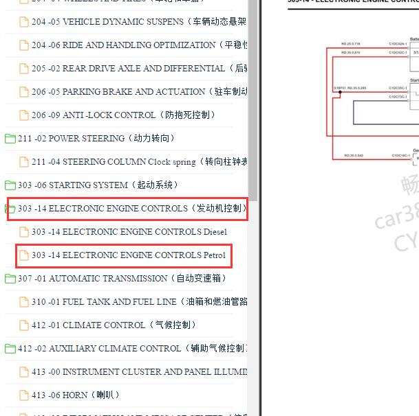 2012-2013年路虎揽胜极光2.0发动机电路图