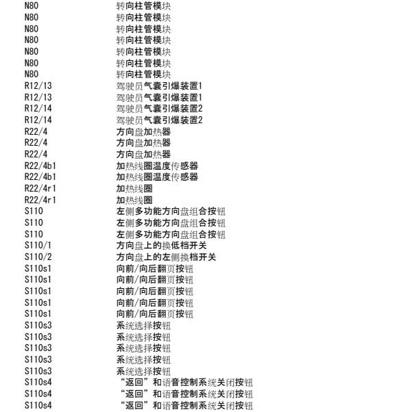 2011年奔驰S350多功能方向盘按钮与喇叭按钮电路图