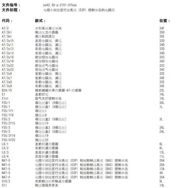 2010年奔驰B200 ABS电路图