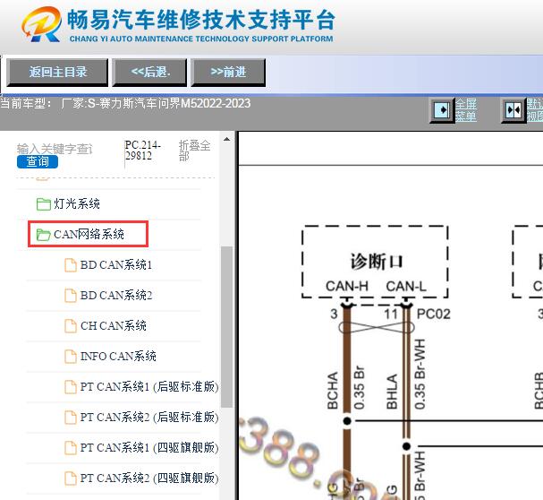 2022-2023年赛力斯问界M5 OBD诊断接口电路图