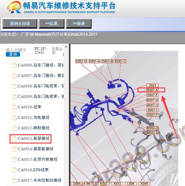 2014-2017年玛莎拉蒂吉博力 B007A节点位置