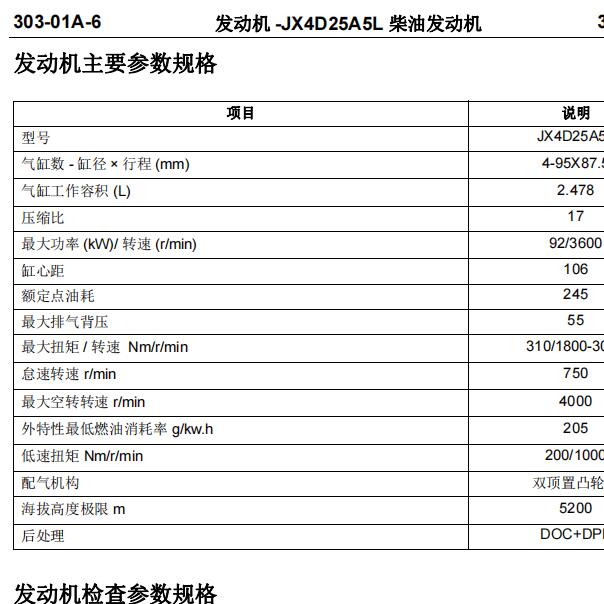 2018年江铃-域虎3 发动机维修手册